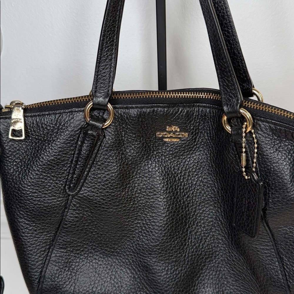coach mini kelsey satchel black leather crossbody gold F28994 purse - Picture 3 of 13